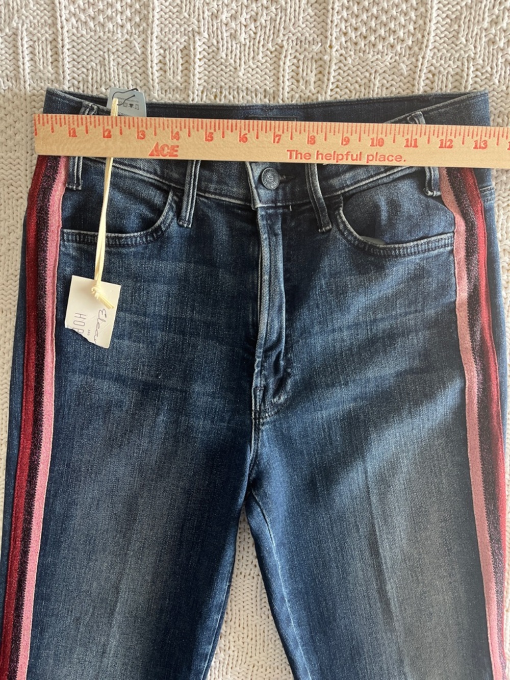 NWT MOTHER The Hustler Ankle Jeans in Here Kitty Kitty Glitter Racer Sz 28 - Picture 9 of 15